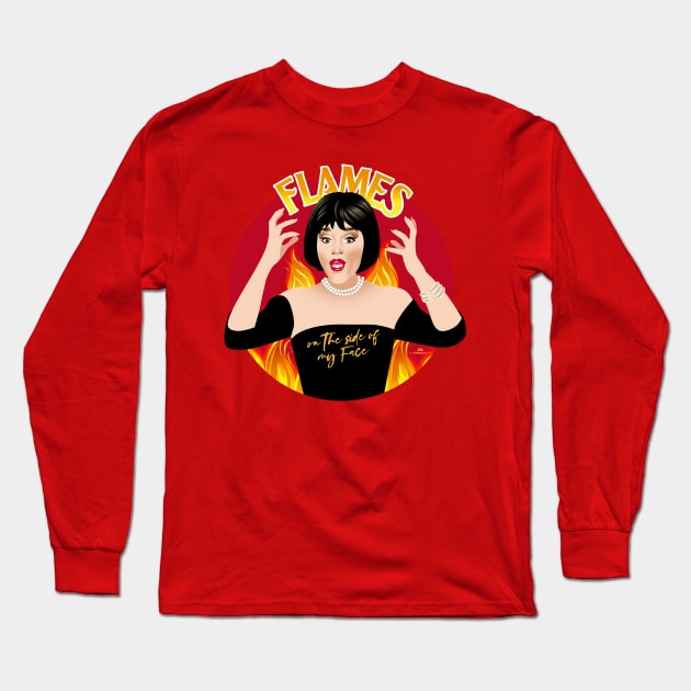 Flames on the side of my face! Long Sleeve T-Shirt by AlejandroMogolloArt